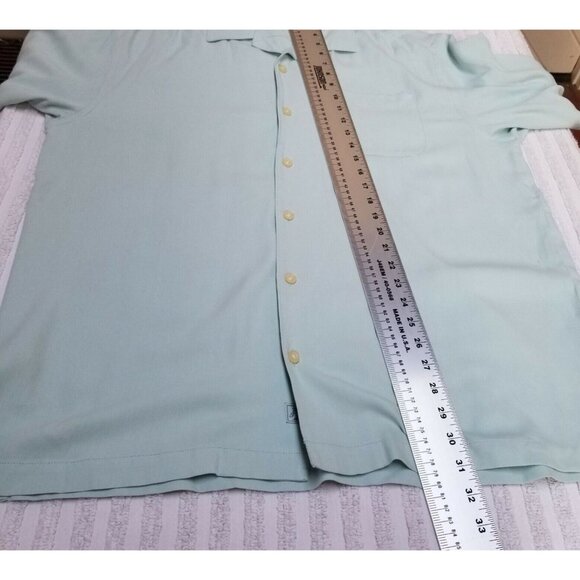 Tommy Bahama Men's Large Casual Button-Down Shirt in Blue Silk One Pocket - Picture 8 of 9